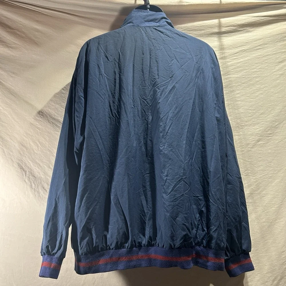 Vintage Eagle Golf Mens XXL Nylon Windbreaker Jacket Navy Blue Red Striped